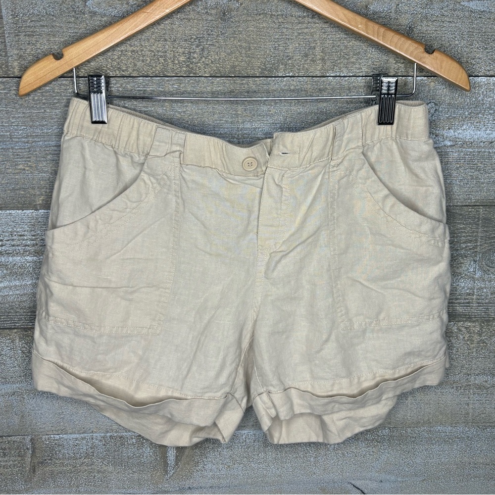 New York & Company beige linen blend shorts size 5
